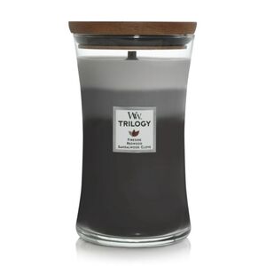 NEW Woodwick Trilogy Fireside Redwood Sandalwood Clove Candle 21.5 OZ Warm Woods